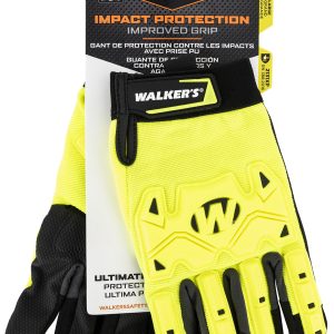 "Walker's GWPSFHVFFPUIL2LG Impact Protection  Black/Yellow Synthetic Leather Large Hook & Loop Closure"