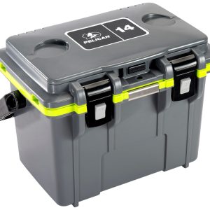 "PELICAN 14Q-1-DKGRYEGRN 14QT ELITE COOLER GRY/GRN"