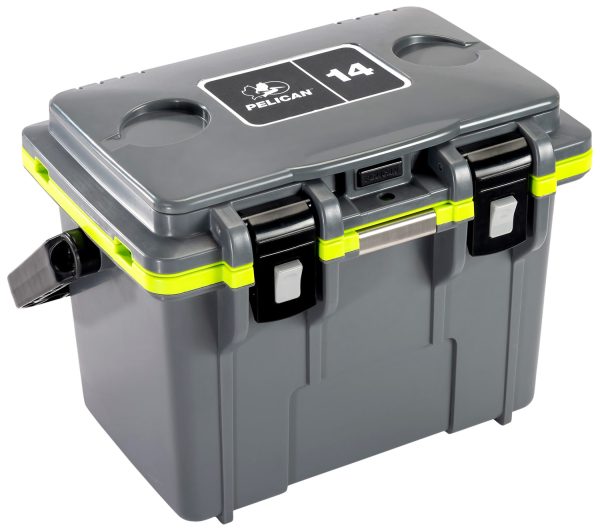 "PELICAN 14Q-1-DKGRYEGRN 14QT ELITE COOLER GRY/GRN"