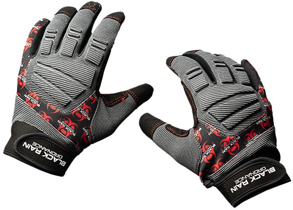 "Black Rain Ordnance TACTGLOVEGRY/BLK/RD Tactical Gloves  Black/Gray/Red Small Velcro"