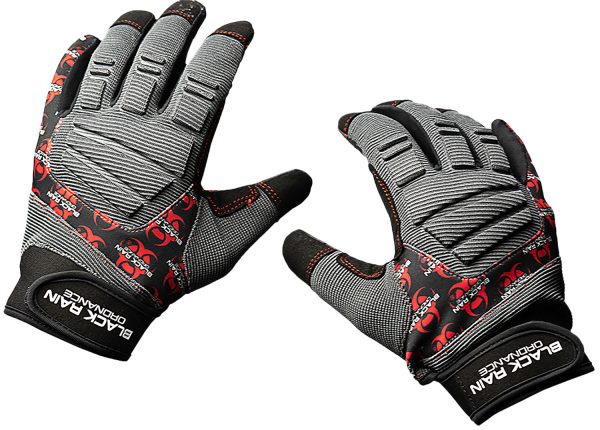 "Black Rain Ordnance TACTGLOVEGRY/BLK/RDL Tactical Gloves  Black/Gray/Red Large Velcro"