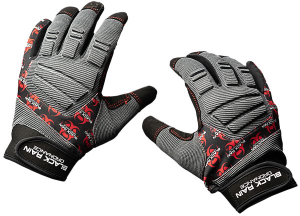 "Black Rain Ordnance Tactical Gloves  Black/Gray/Red 2XL Velcro"
