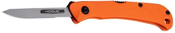 "Hogue 35834 Expel  2.50 Folding Scalpel Plain Satin High Carbon Steel Blade, Blaze Orange Textured G10 Scales/SS Handle"