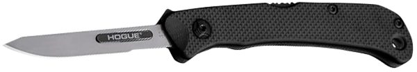 "Hogue 35836 Expel  2.50 Folding Scalpel Plain Satin High Carbon Steel Blade, Black Textured G10 Scales/SS Handle"