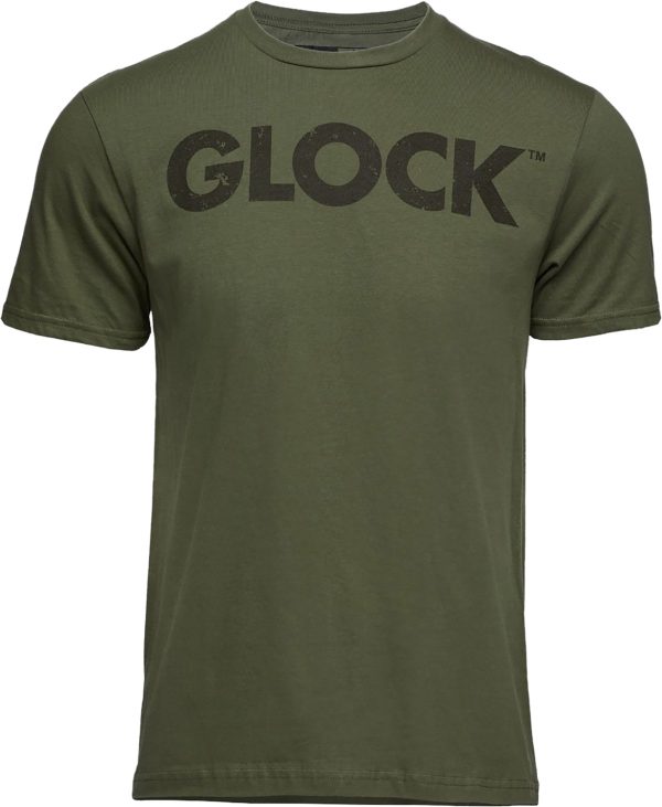 "Glock AP96157 Caliber Tee  Military Green Ringspun Cotton Short Sleeve Medium"