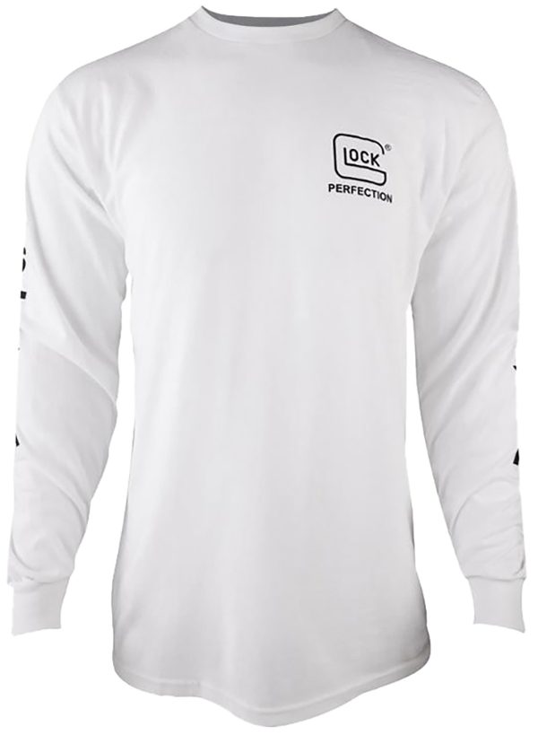 "Glock AP96093 Perfection Long Sleeve Tee White Pre-Shrunk Cotton Long Sleeve Medium"