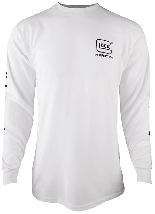 "Glock AP96094 Perfection Long Sleeve Tee White Pre-Shrunk Cotton Long Sleeve Large"