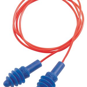 "Howard Leight R01521 Corded Ear Plugs Air Soft Foam 27 dB Behind The Neck Blue Ear Buds with Orange Cord Adult 2 Pair"